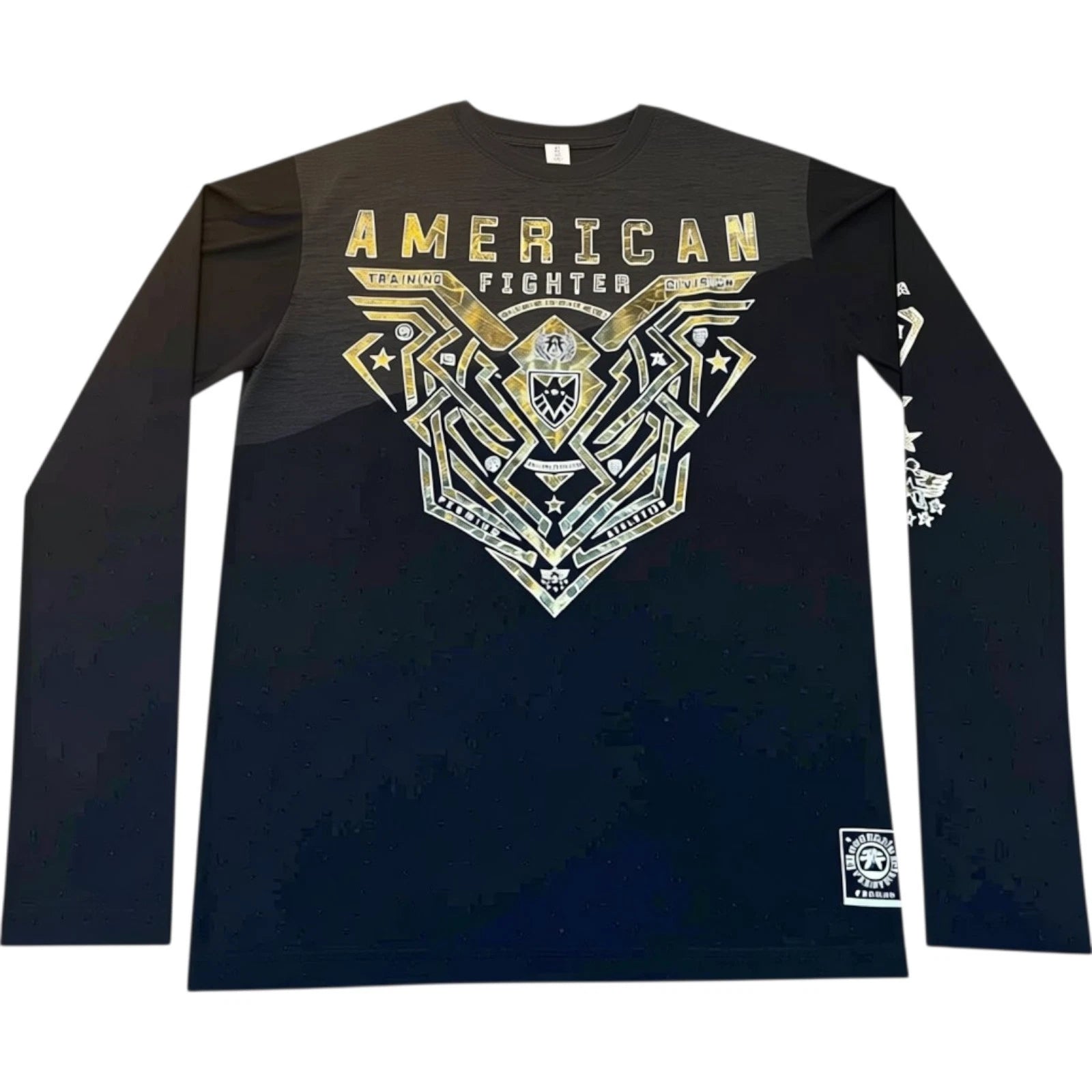 New Men's American Fighter Long Sleeve Athletic MMA Black/Gray T-Shirt XS-4XL