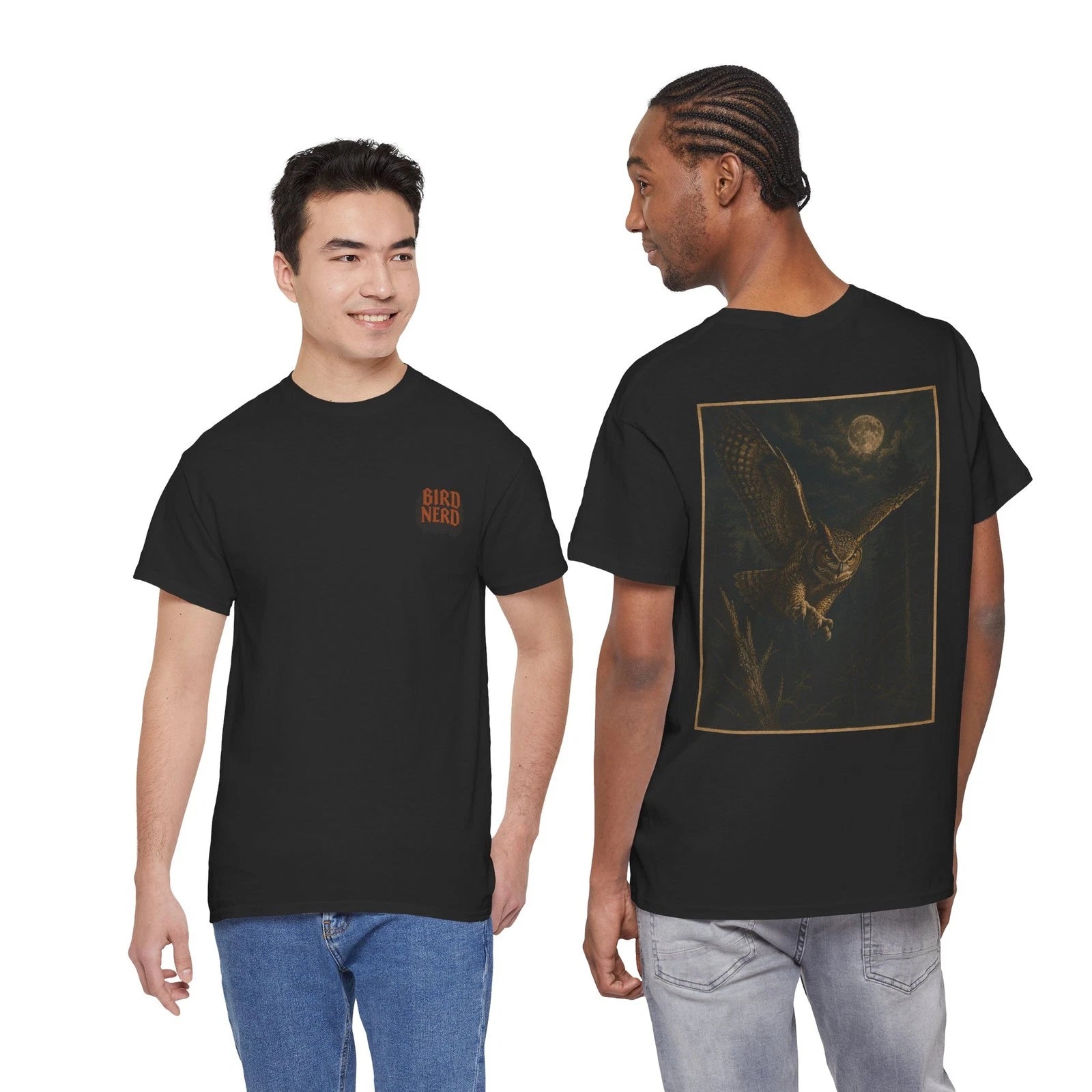Bird Nerd - Great Horned Owl - Distressed, Vintage Style Streetwear T- Shirt