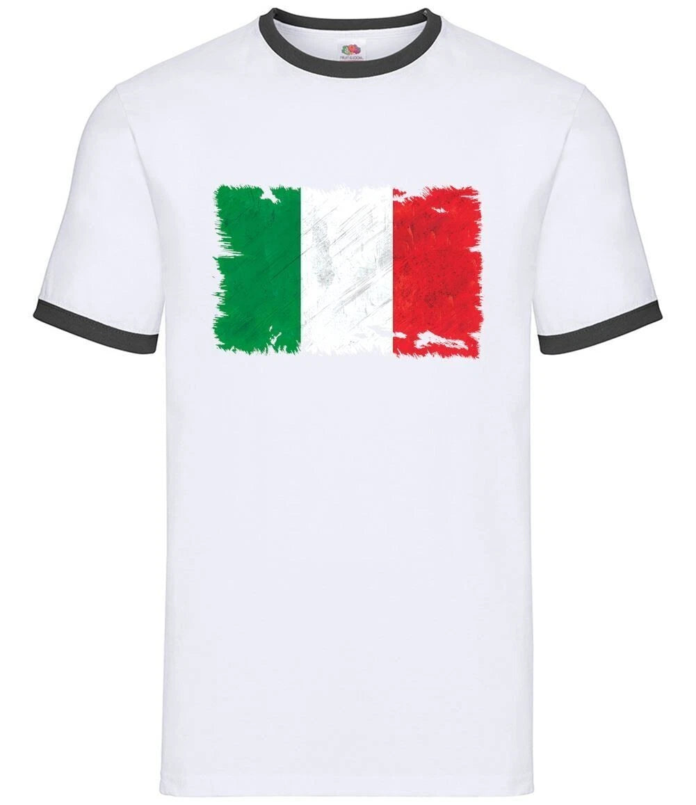 Italy Grunge Style Flag - Men Contrast - Italian Flags Travel Country