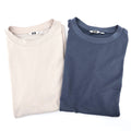 Uniqlo Crew Neck Heavyweight Oversized T-Shirt 2 Pack Tan Blue Mens XL Flaws