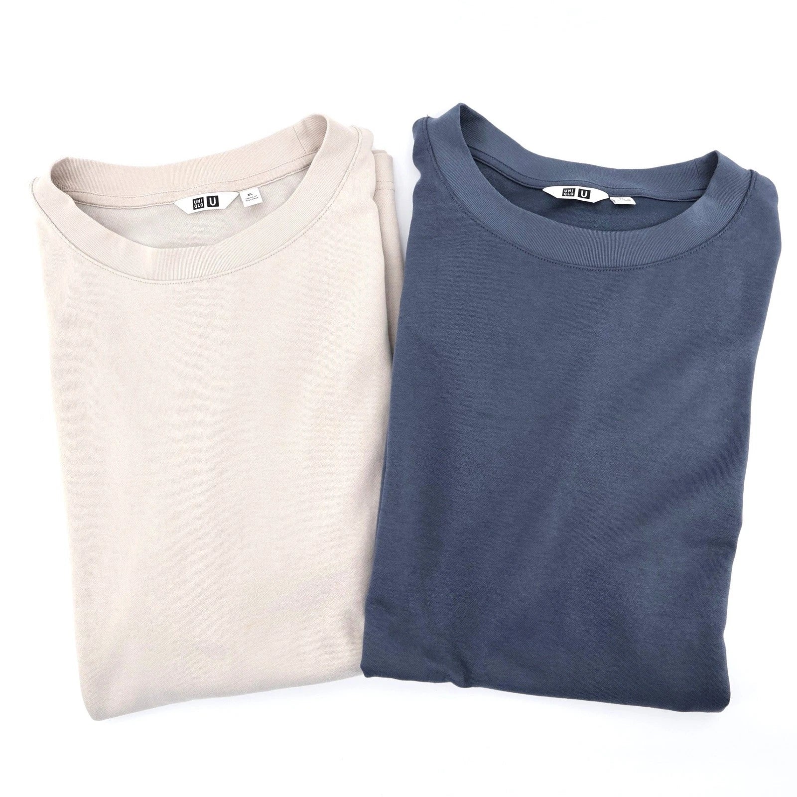 Uniqlo Crew Neck Heavyweight Oversized T-Shirt 2 Pack Tan Blue Mens XL Flaws