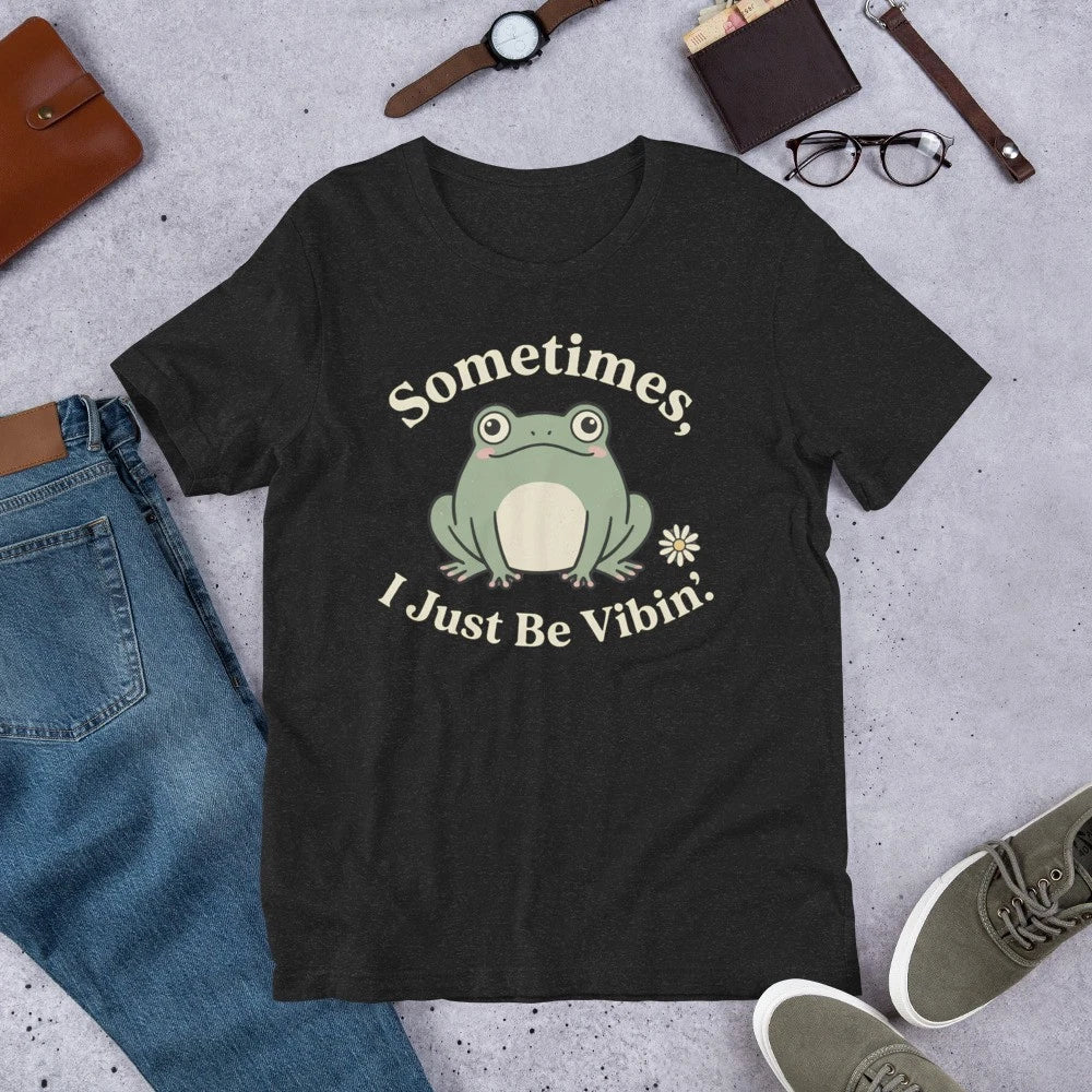 Cute Frog Vibing Cottagecore Retro Daisy Aesthetic Funny Froggy