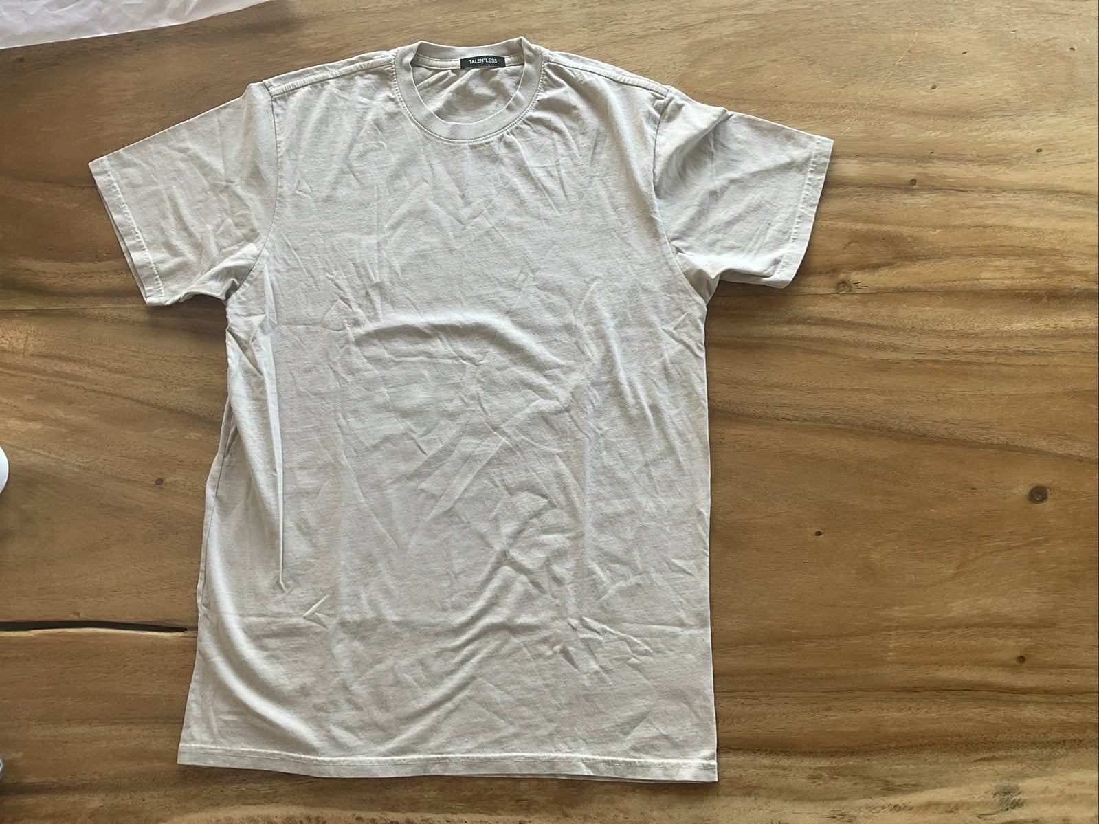 Talentless 100% Cotton Beige Crewneck T-Shirt Size M Minimalist Elevated Basic