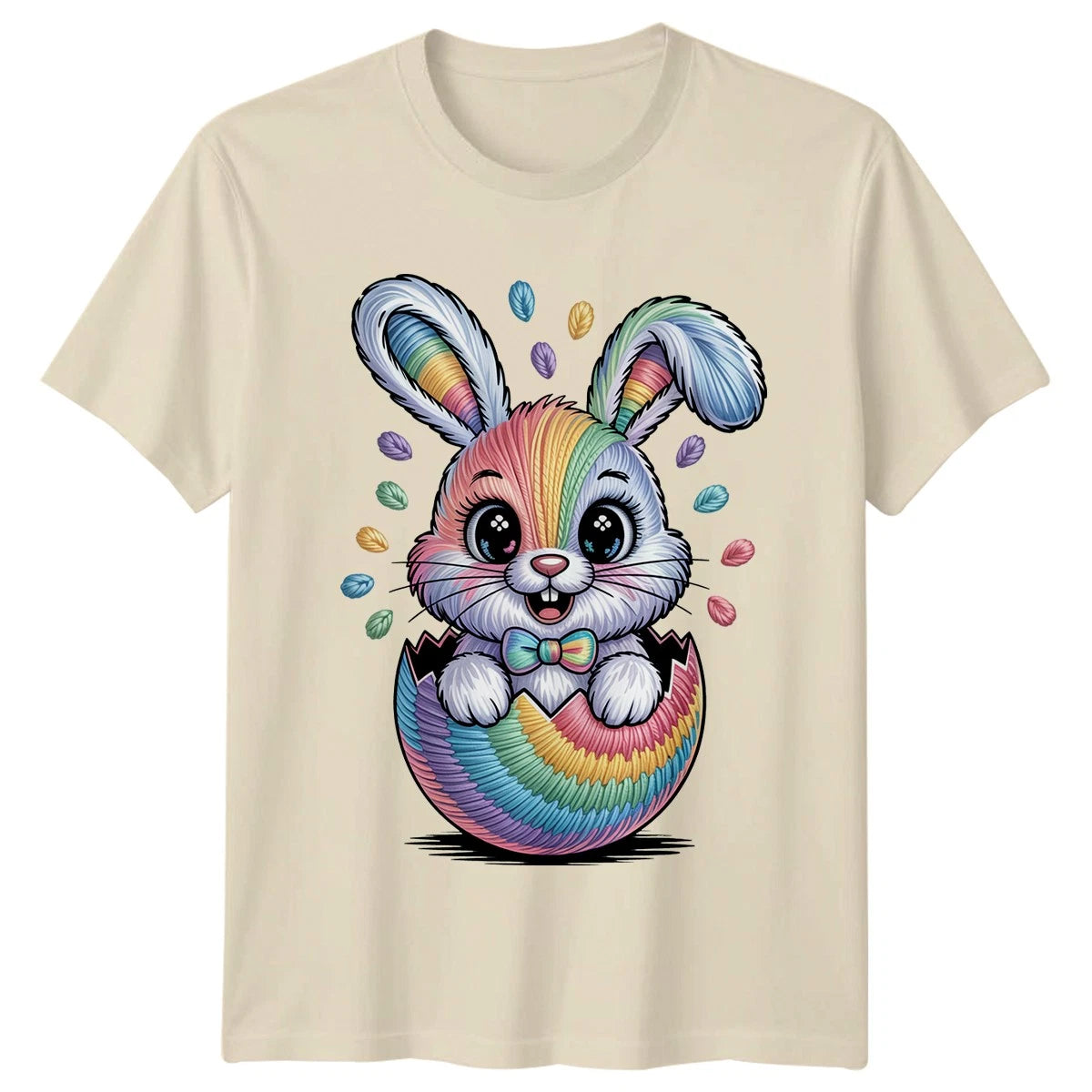Cute Rainbow Bunny T-Shirt Yarn Easter Rabbit Animal Easter Gift For Him And Her