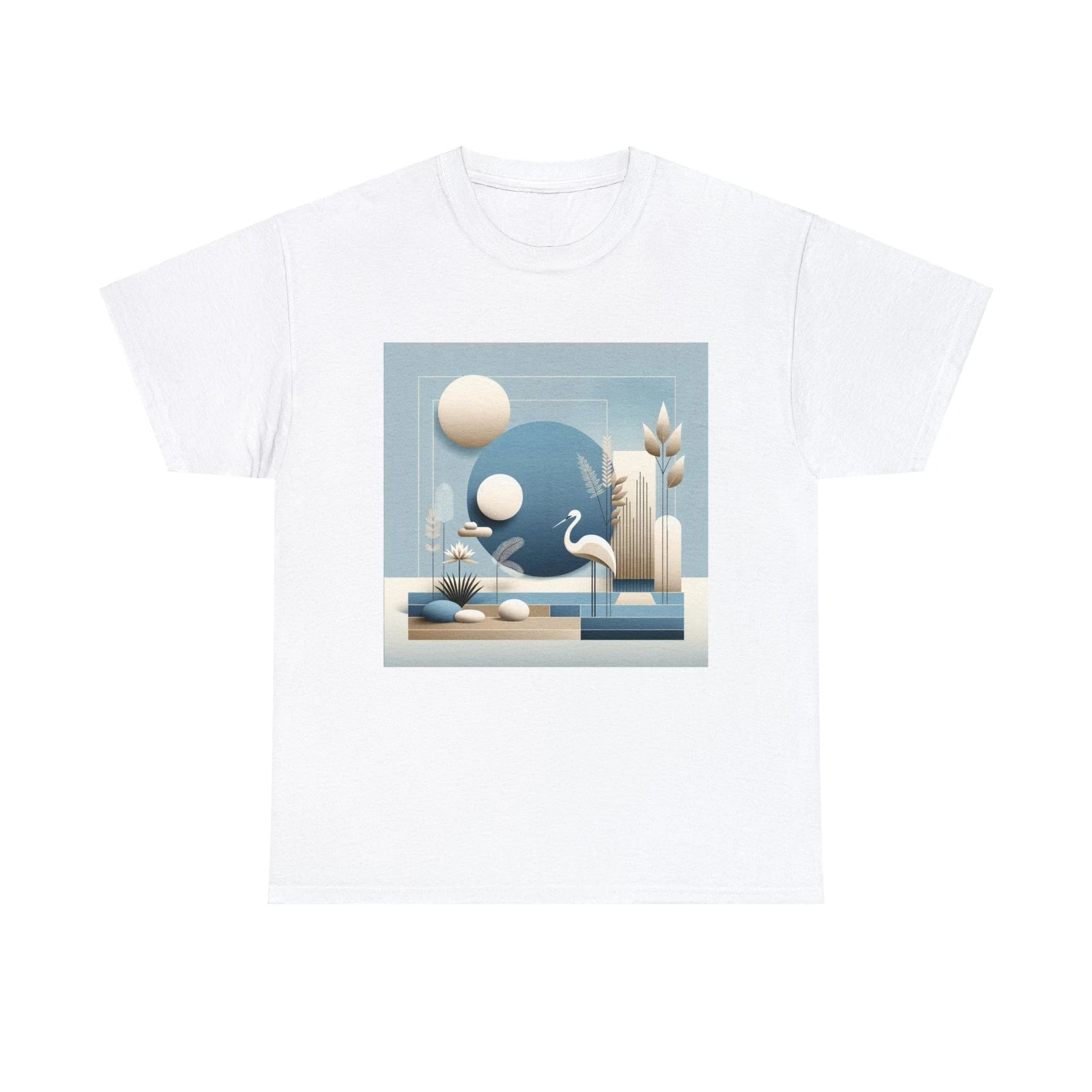 Unisex Adult T Shirt Tranquil Zen Art Modern Minimalist Scandinavian Soft Blue