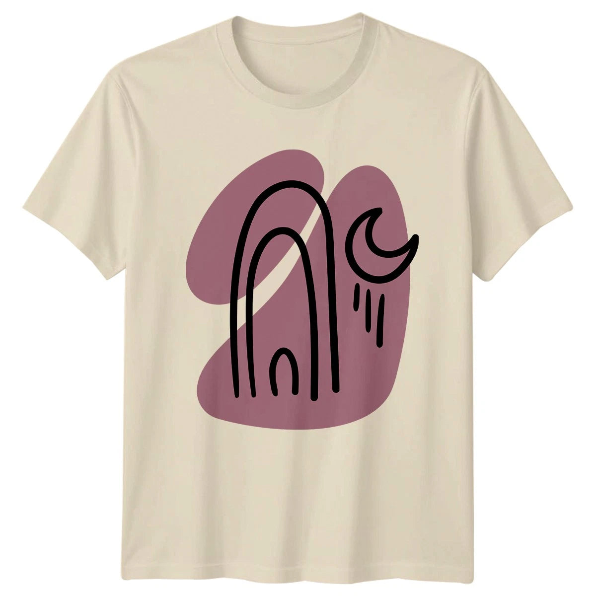 Boho Abstract Rainbow Moon Art T-Shirt Boho Minimalist Aesthetic Abstract Art