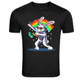 Cool Easter Bunny Dab Rainbow Graphic T Shirt Party Tee