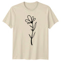 Minimalist Flower Outline T-Shirt Botanical Floral Birthday Gift For Him And Her