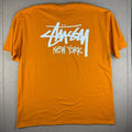 Stussy New York Shirt Mens 2XL Orange Streetwear Skateboard Surf Big Logo Tee