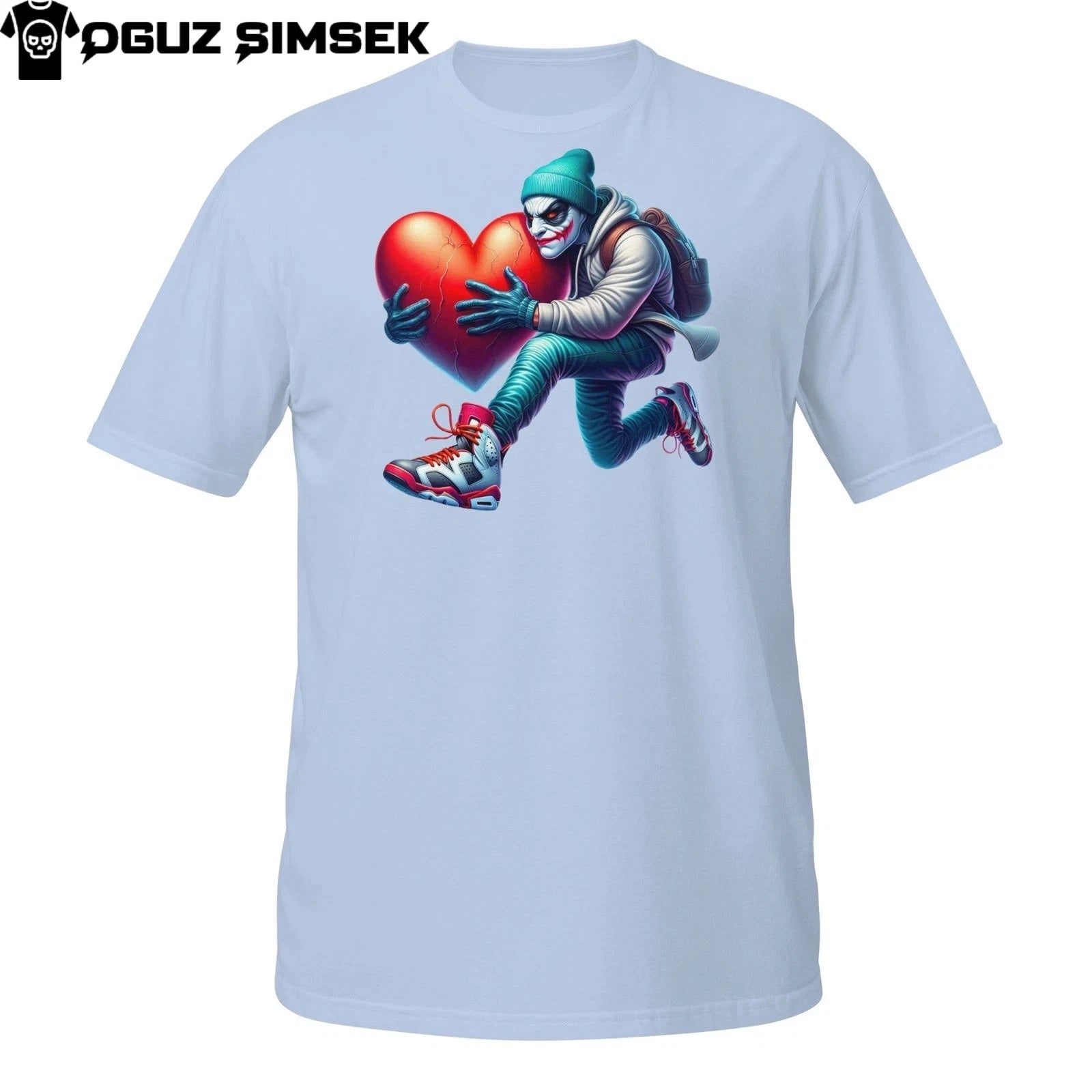 Streetwear Joker Tee – Comic Book Villain Stealing a Heart for Valentine's