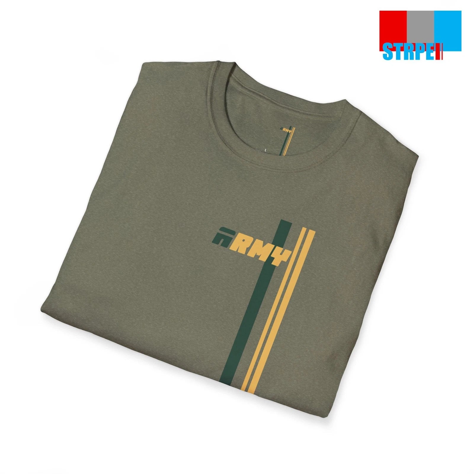 Army Soldier Military Insignia Minimalist Stripe Tee Shirt Men Women Unisex Gift