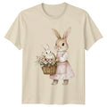 Watercolor Cute Bunny Mama And Baby Womens T-Shirt Easter Rabbit Holidays