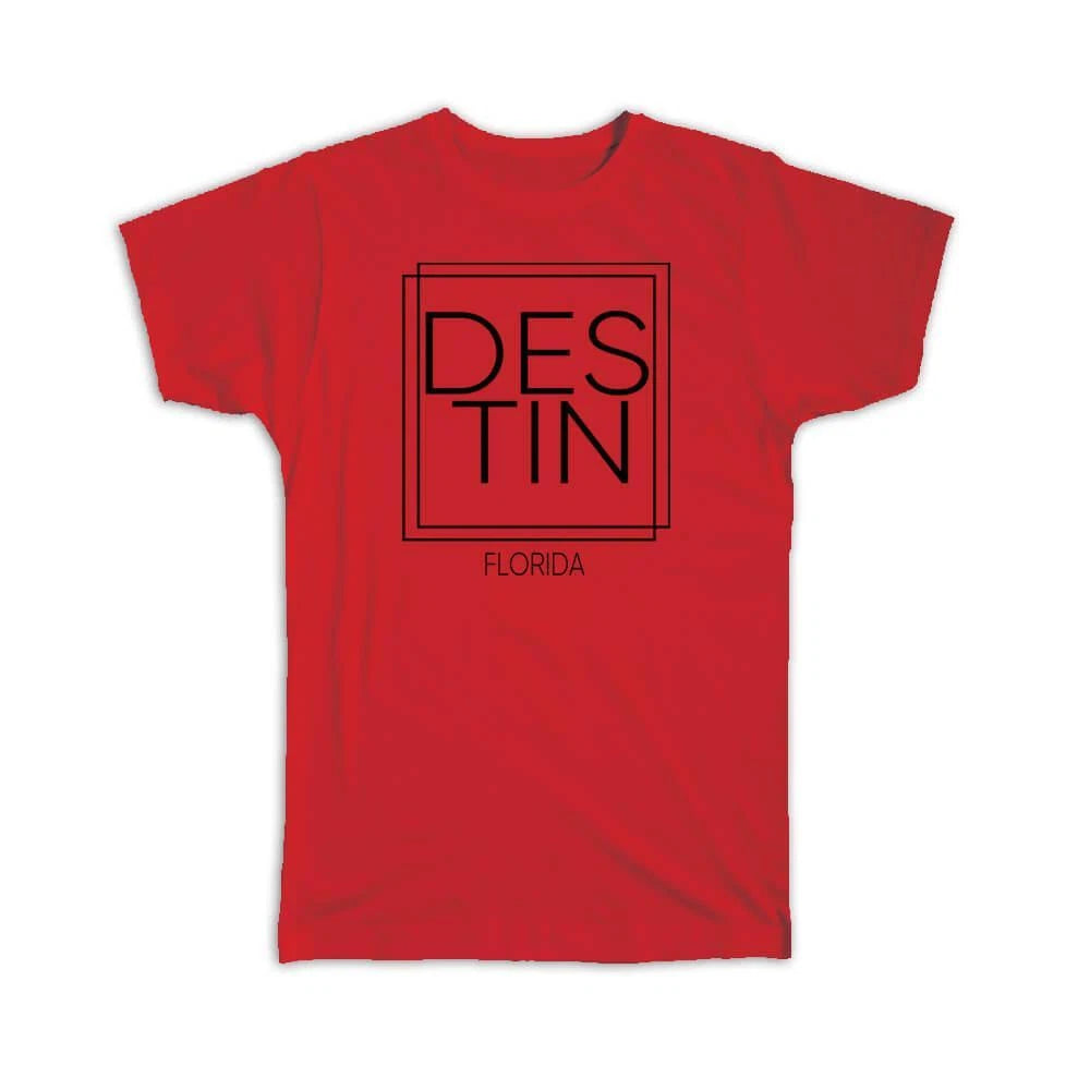 Gift T-Shirt : DESTIN Florida Square Modern Minimalist Font