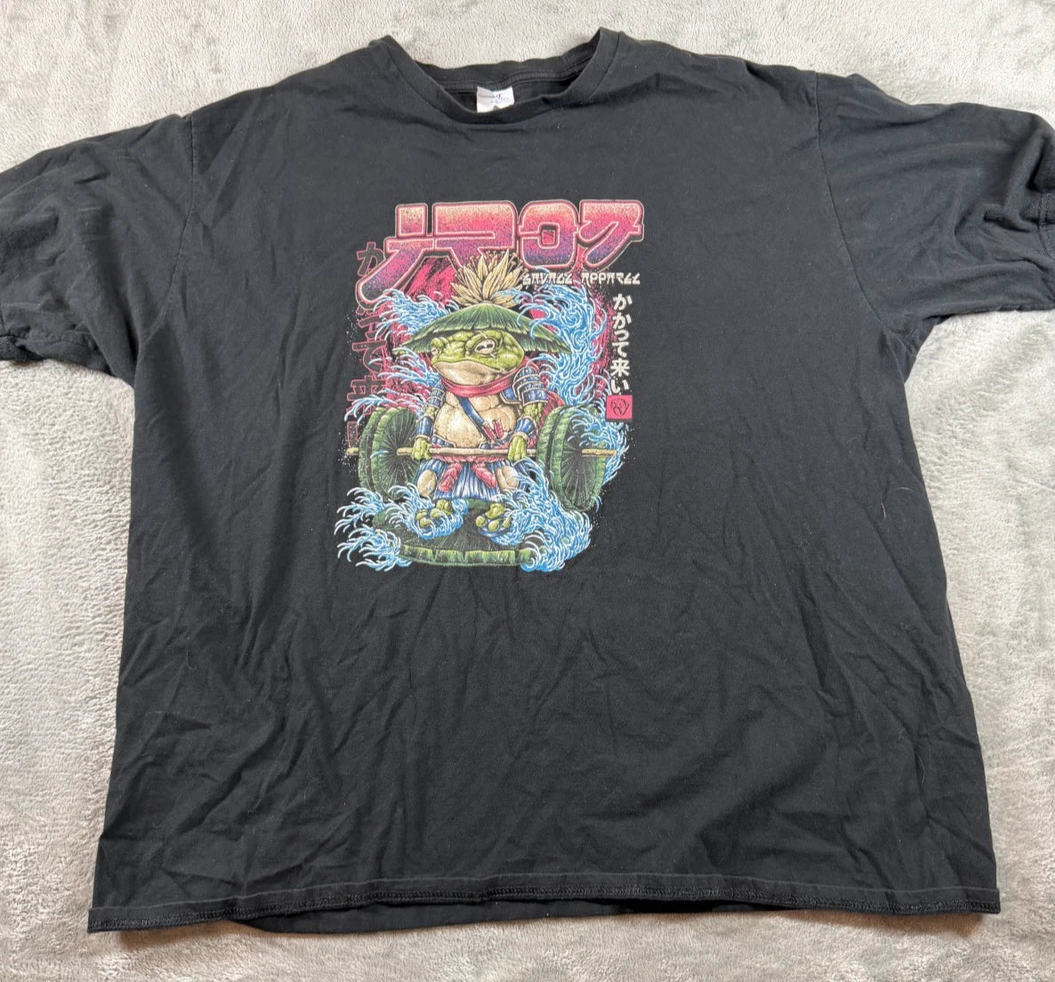 Samurai Frog Relaxing On A Lake Aesthetic Animal Graphic T-Shirt