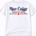 Blue Collar American Graphic T Shirt Trendy Western Style Tee Mens Gift White