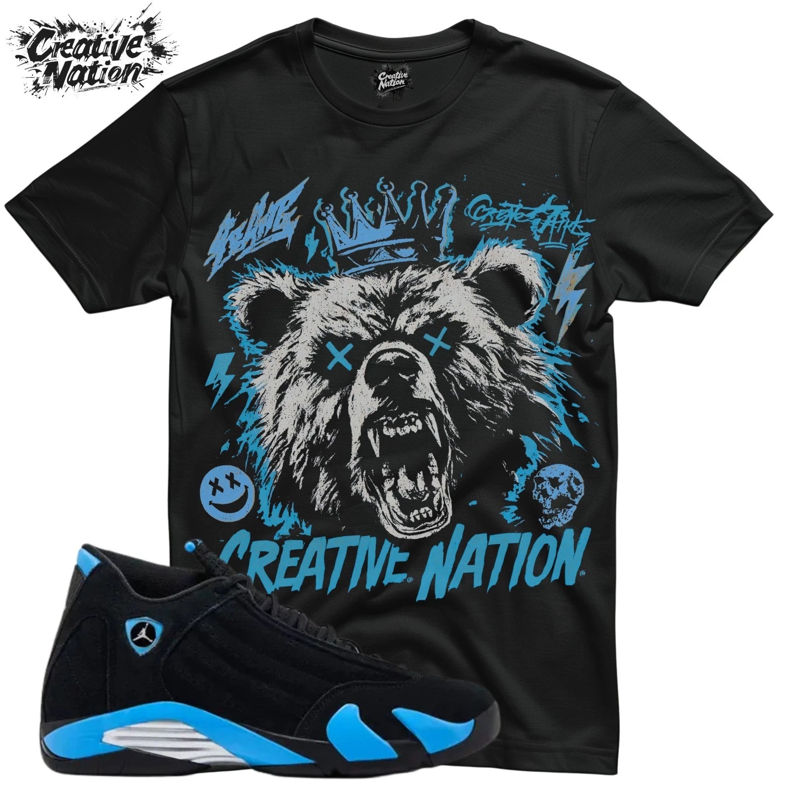Shirt To Match 14 Black Blue Unisex Tee Sneaker Shirt Bear Shirt Sneaker Tee