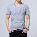 Summer Fashion T-Shirt Men Short Sleeve V-Neck Cotton Regular Fit plus Size Men