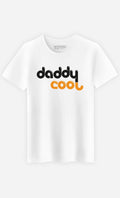 Men's Short Sleeve White T-Shirt, DADDY COOL, Coton, Graphic, Color Block