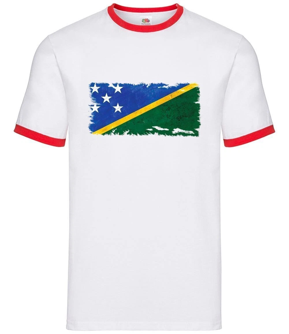 Solomon Islands Grunge Style Flag - Mens Ringer - Honiara Country Travel