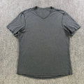 Lululemon Men Large V-Neck Short Sleeve T-Shirt Heathered Charcoal Grey Tee READ