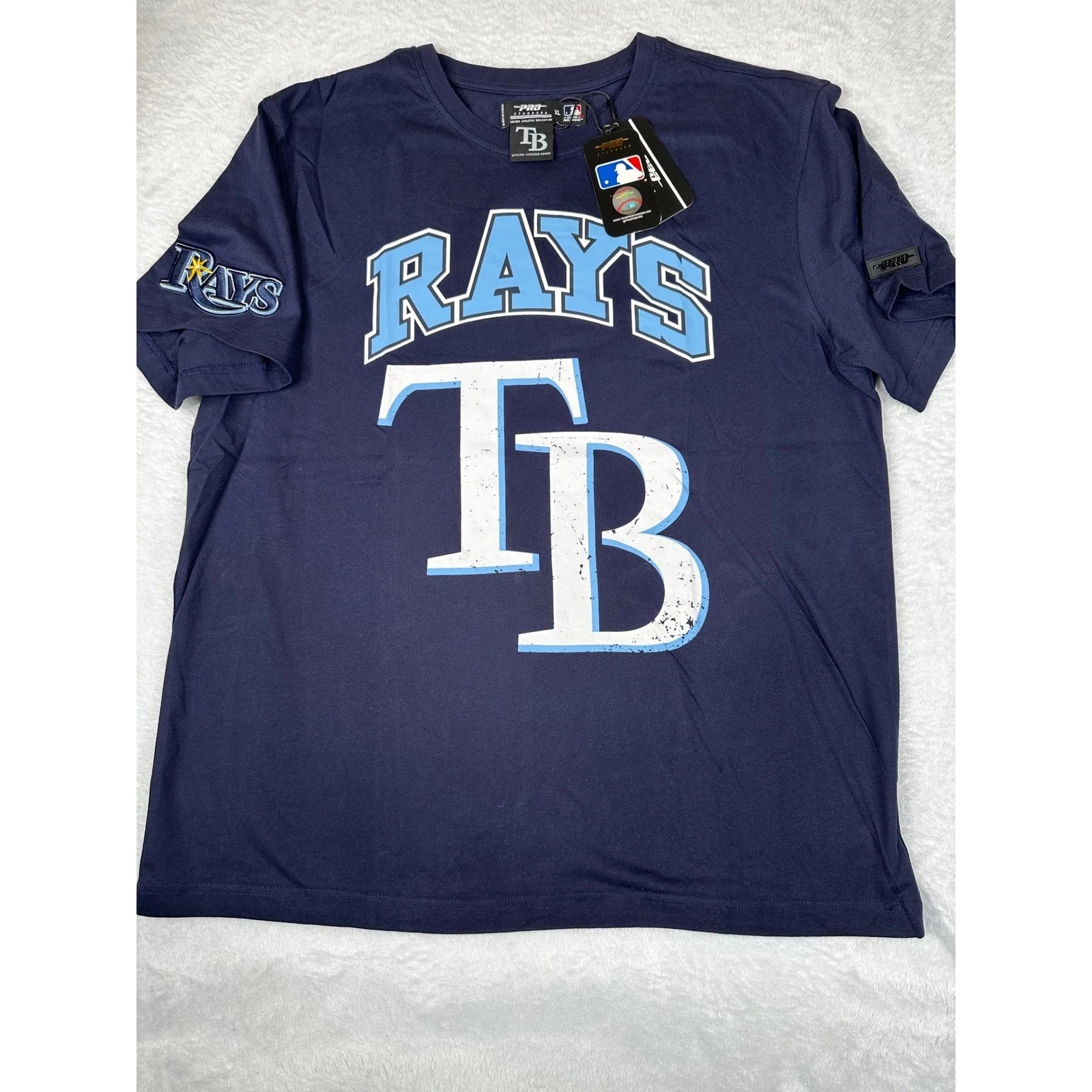 Pro Standard MLB Tampa Bay Rays Mens Navy Blue Graphic T-Shirt L New With Tags