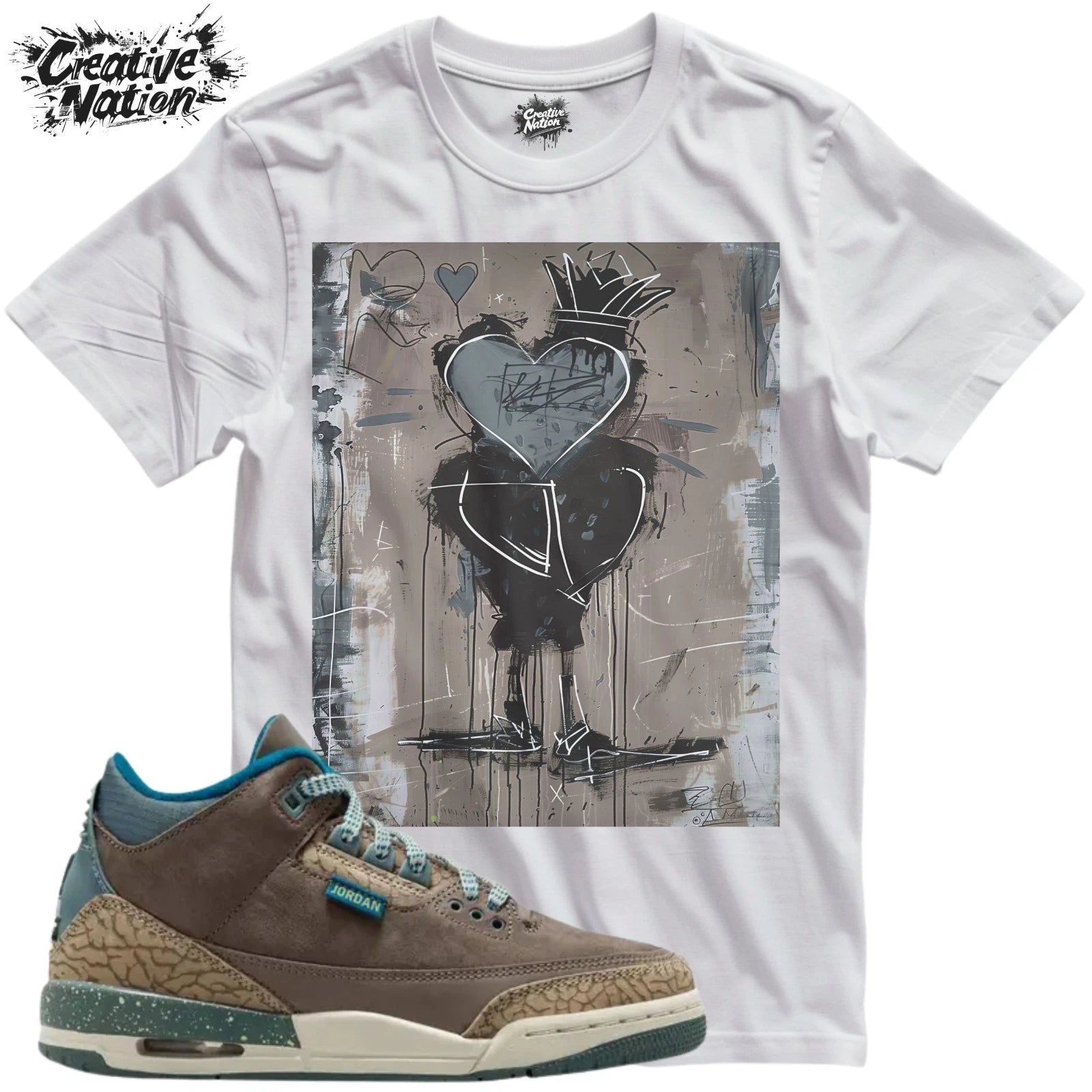 Shirt To Match 3 Olive Grey Unisex Tee Sneaker Shirt Heart Shirt Sneaker Tee