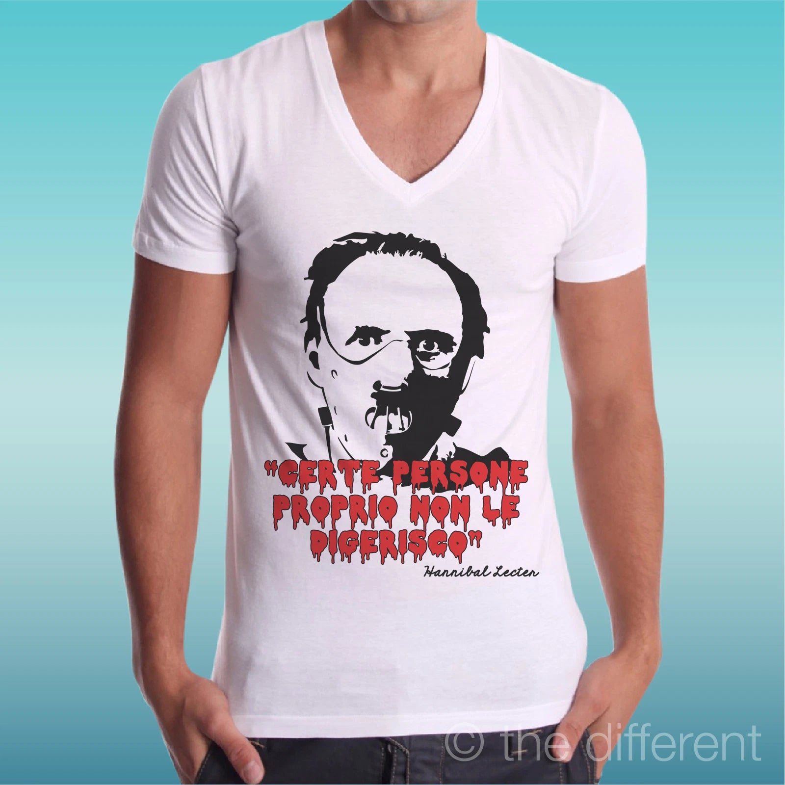 T-shirt V Neck " Quote Funny Hannibal Lecter " Road To Happiness