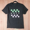 Neff T Shirt Mens Small Heather Gray Cotton Graphic Checkerboard Spellout Logo