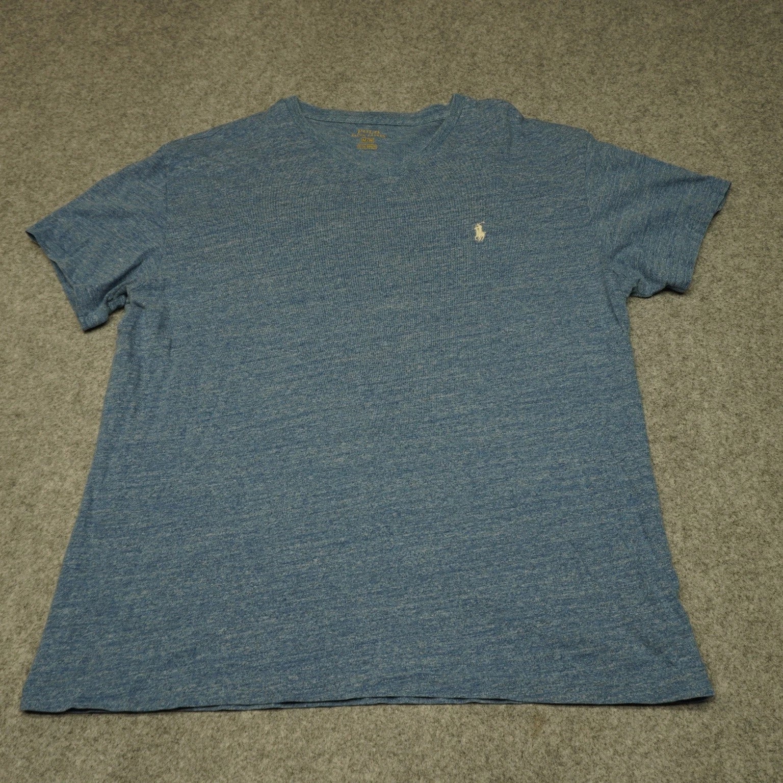 Polo Ralph Lauren T-Shirt Men's Heather Blue Medium M V-Neck Cotton
