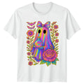 Cute Halloween Ghost Iridescent Floral Womens T-Shirt Halloween Gift For Her