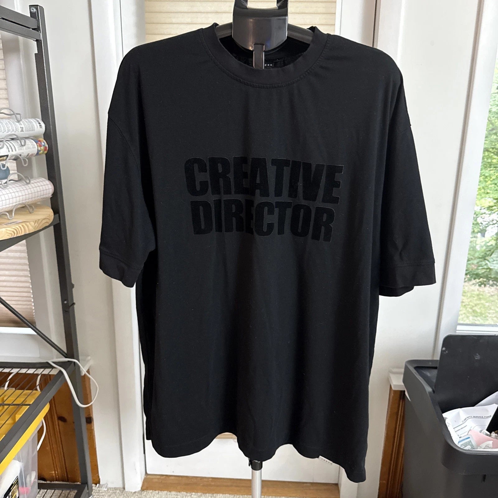 Creative Director T-shirt Oversize Fit Large Black Sumwon Velvet Like Lettering