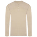 Mens Henley Neck T Shirts Waffle Knit Long Sleeve Grandad Collar Casual Tee Top