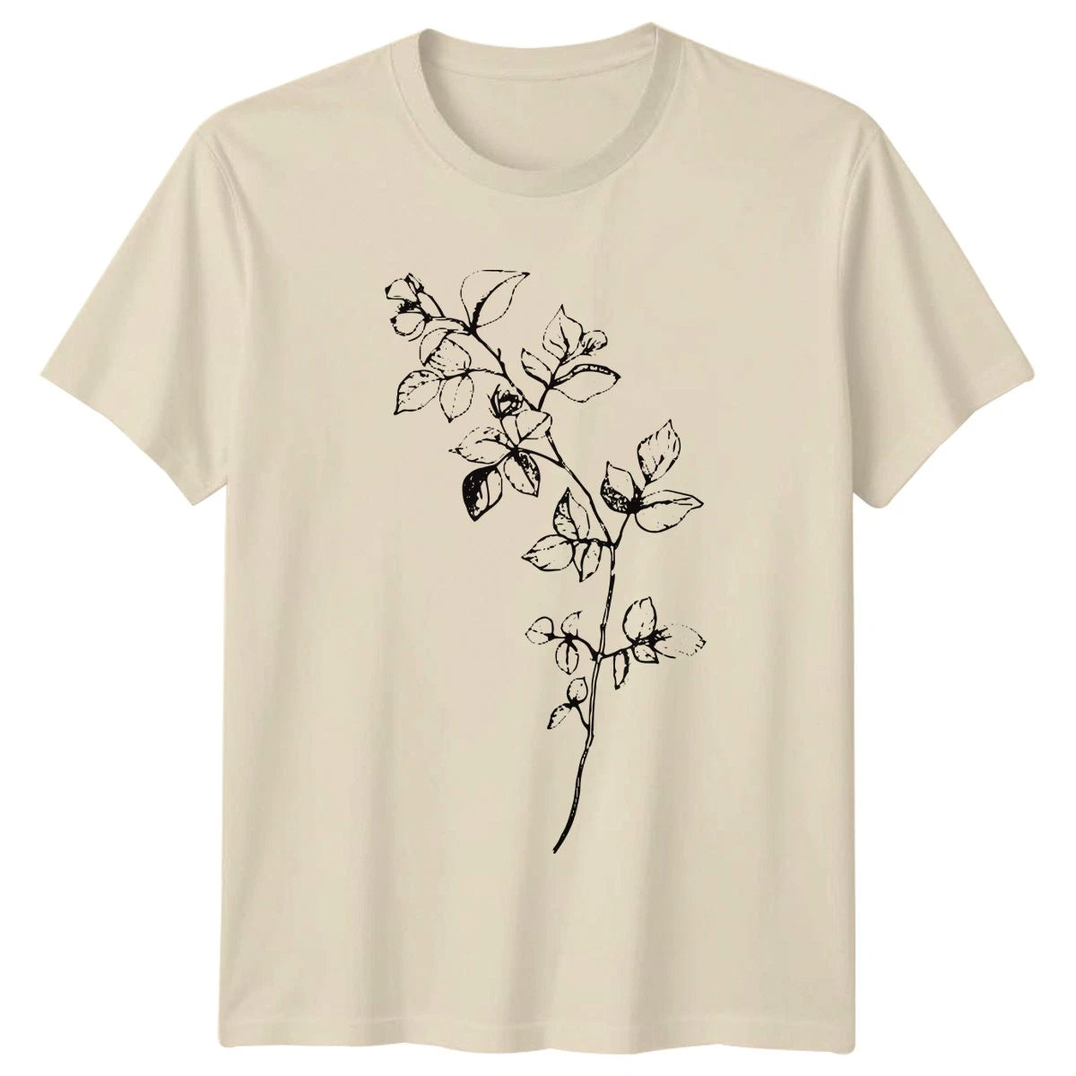 Minimalist Black White Botanical Art T-Shirt Nature Garden Sketch Plant Lover