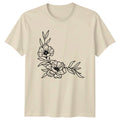 Elegant Minimalist Flower Line Art Womens T-Shirt Botanical Outline Floral
