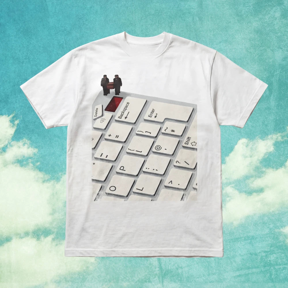 Escaping The World Keyboard Graphic T-Shirt Abstract Aesthetic Tee S-5XL