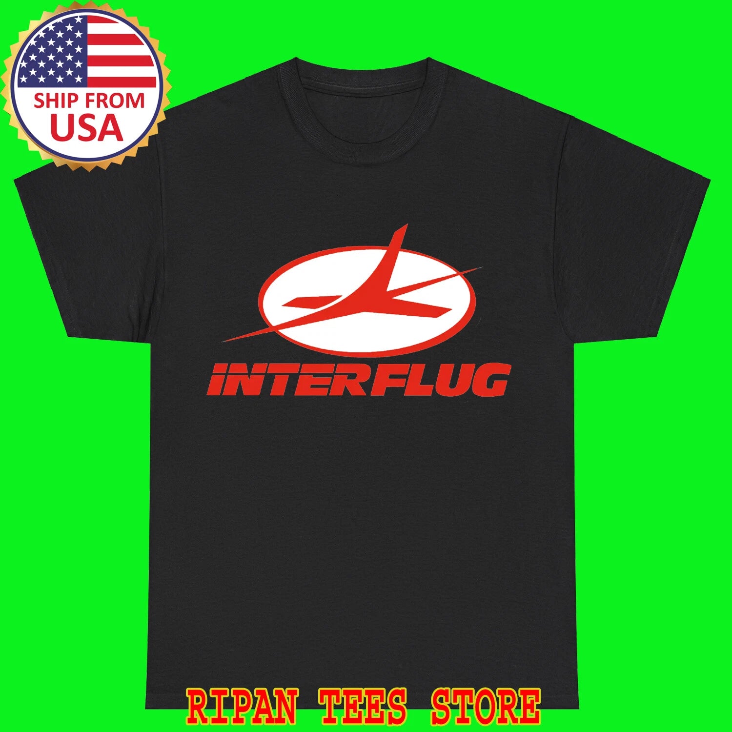 Interflug Inter Flug Black Size S - 5XL