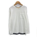 THE SHOP TK Men's Long Sleeve V-Neck Herringbone Cut & Sew T-Shirt L White