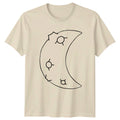 Cosmic Crescent Moon Star Lover T-Shirt Minimalist Art Celestial