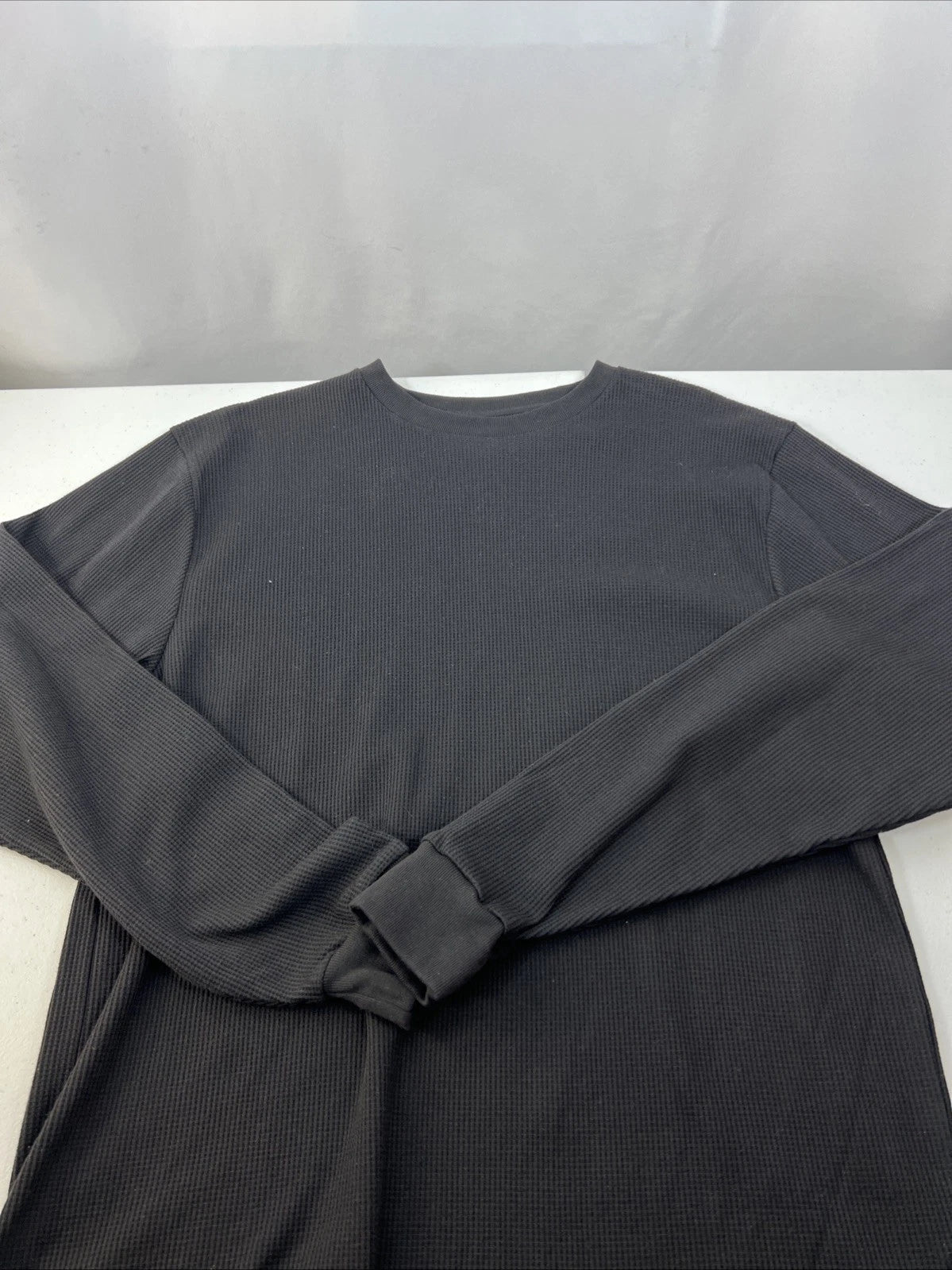 Linea Uomo Black Waffle Knit Thermal V-Neck Size XL