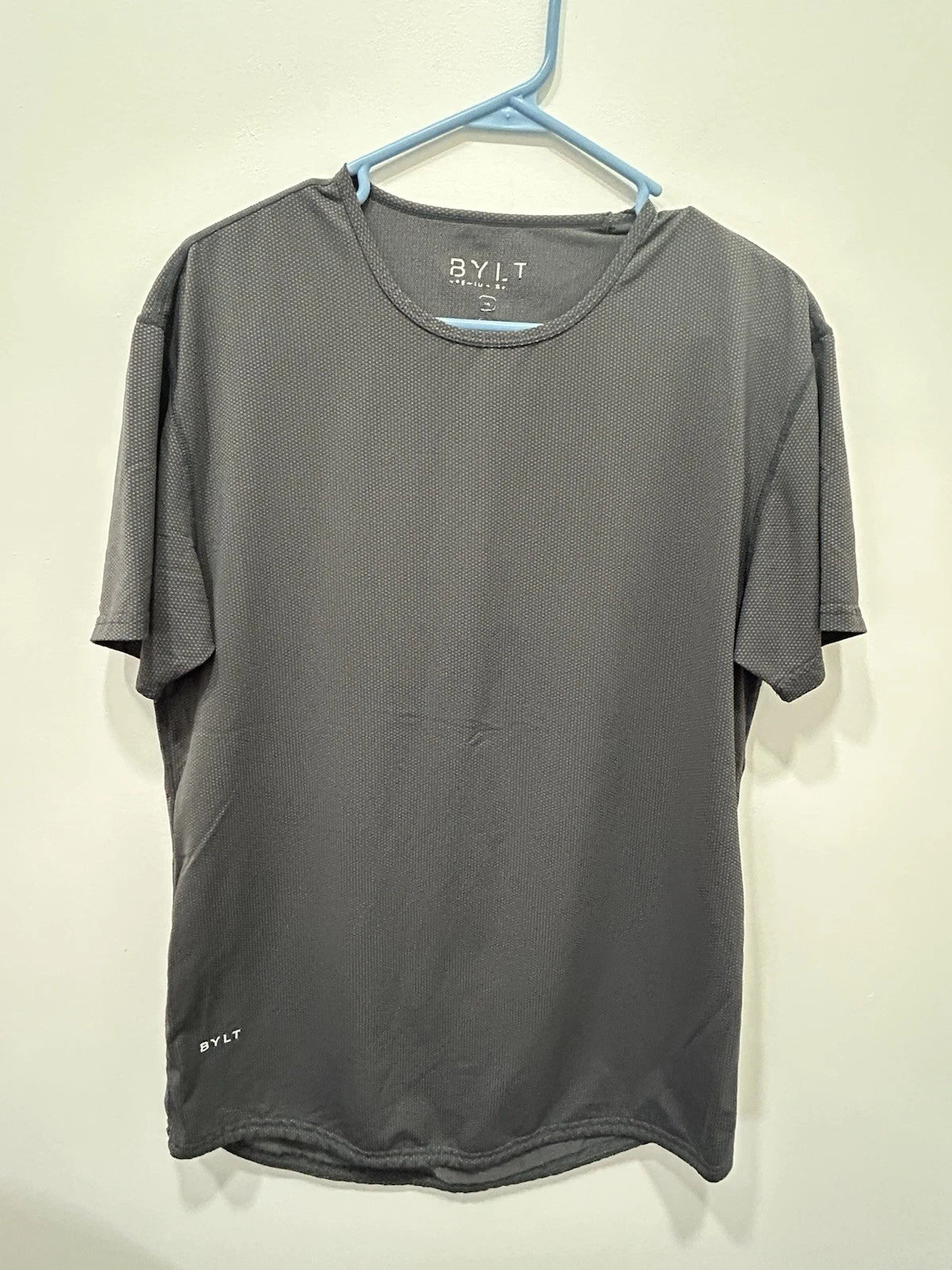 BYLT Drop Cut Shirt Short Sleeve Men’s Medium Grey Athletic Minimalist