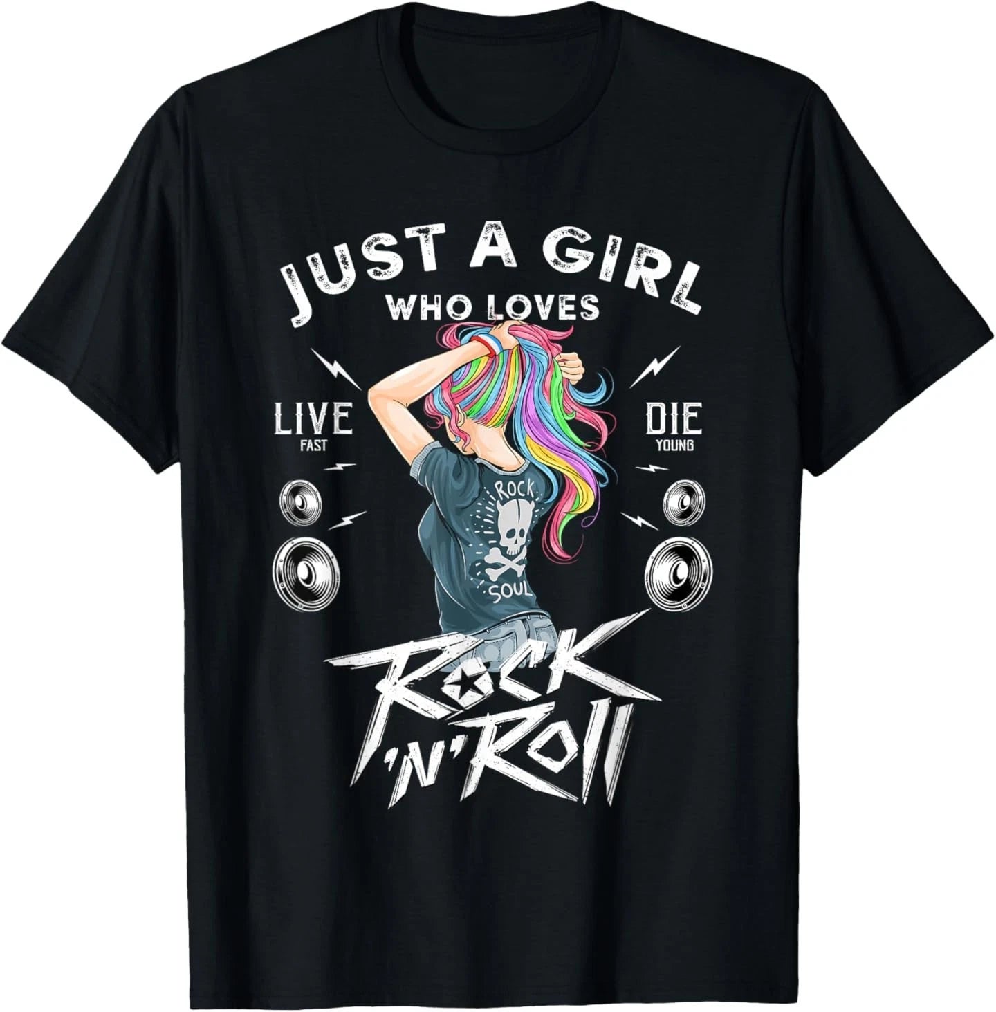 Girls Rock and Roll Music Graphic Novelty Tee & Cool Designs T-Shirt