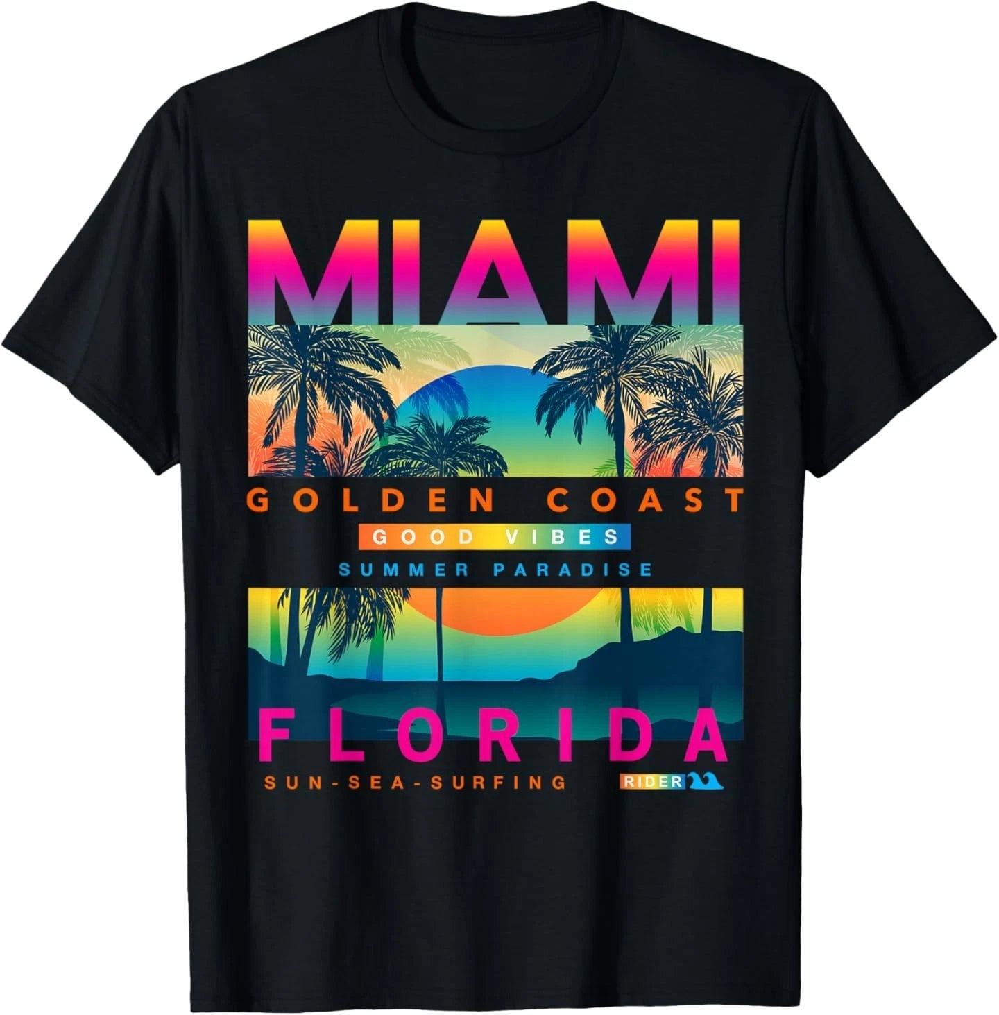 I Love Miami, Cool Miami Florida Colourful Sunrise Graphic T-Shirt