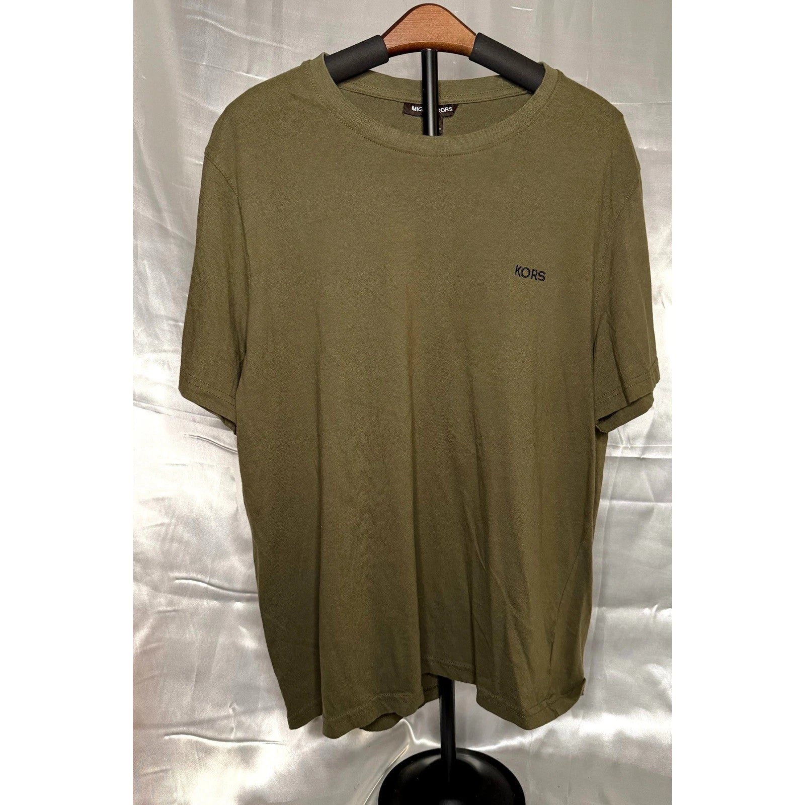 Michael Kors Olive Green Logo T Shirt Minimalist Casual Designer Mens XL