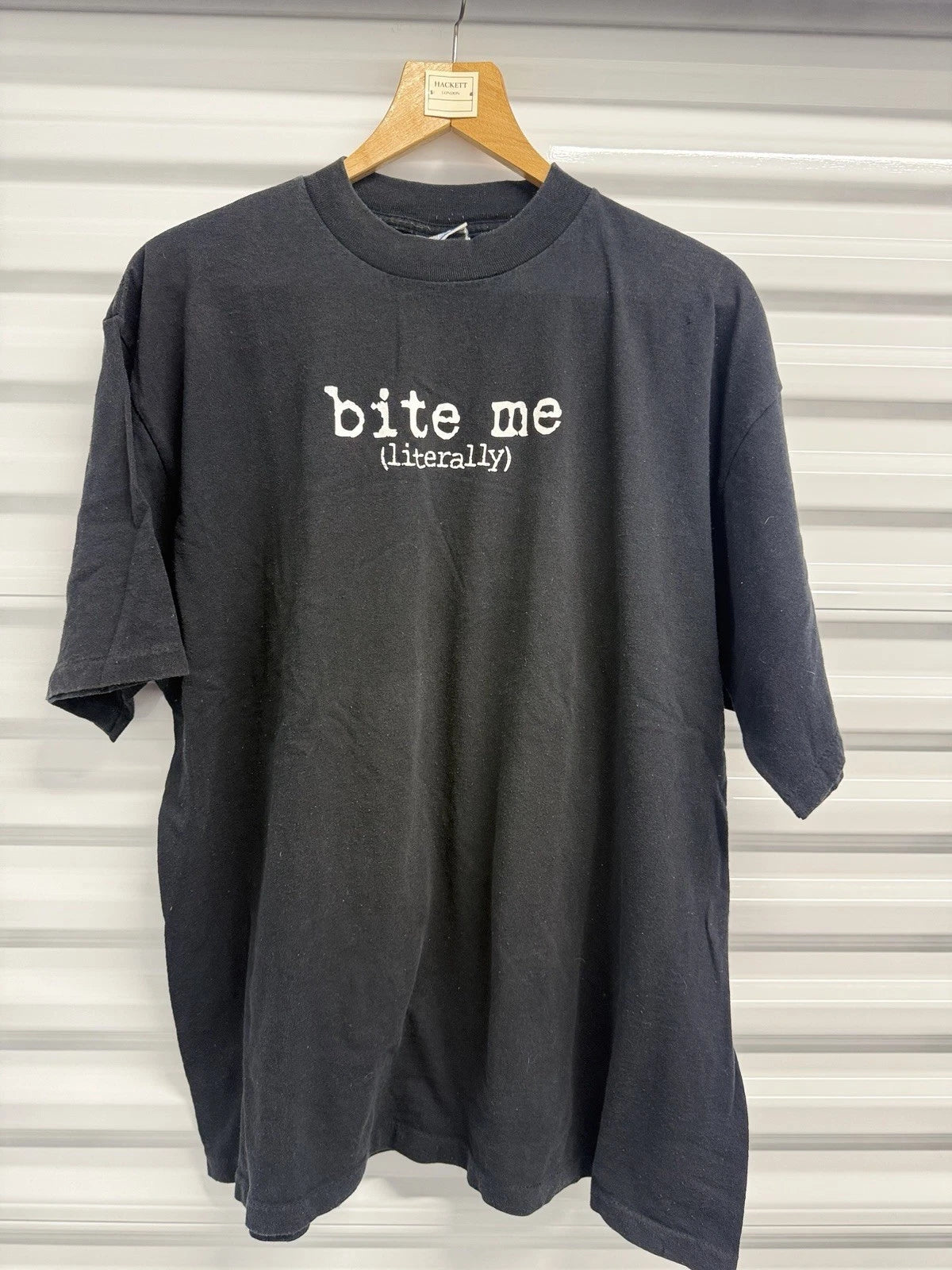 VTG All Sport Bite Me Literally Grunge Punk Gothic Black SS Shirt Men's XL