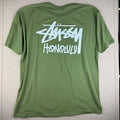 Stussy Honolulu Shirt Mens 2XL Olive Green Streetwear Skate Surf Graphic Tee