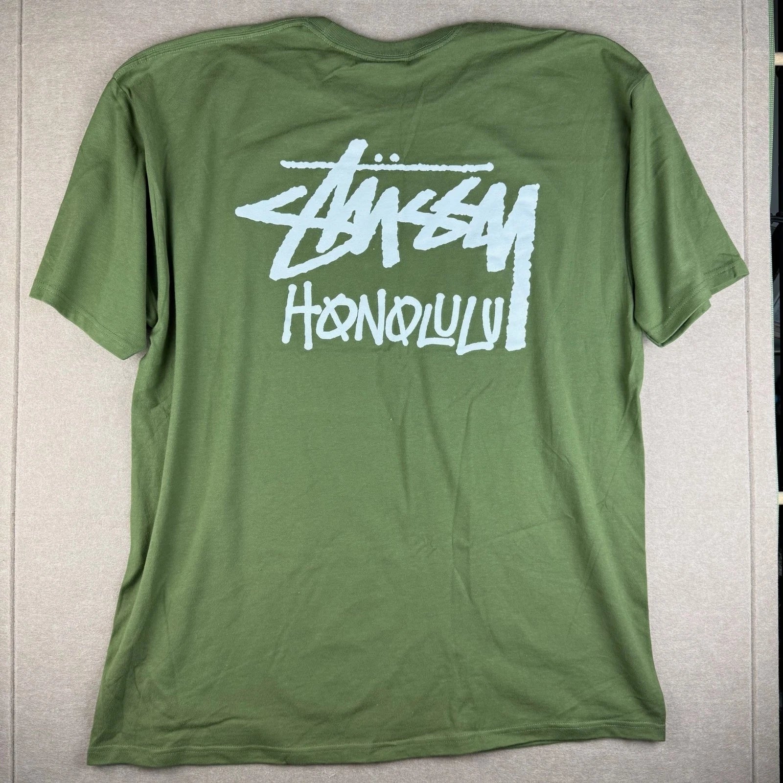 Stussy Honolulu Shirt Mens 2XL Olive Green Streetwear Skate Surf Graphic Tee
