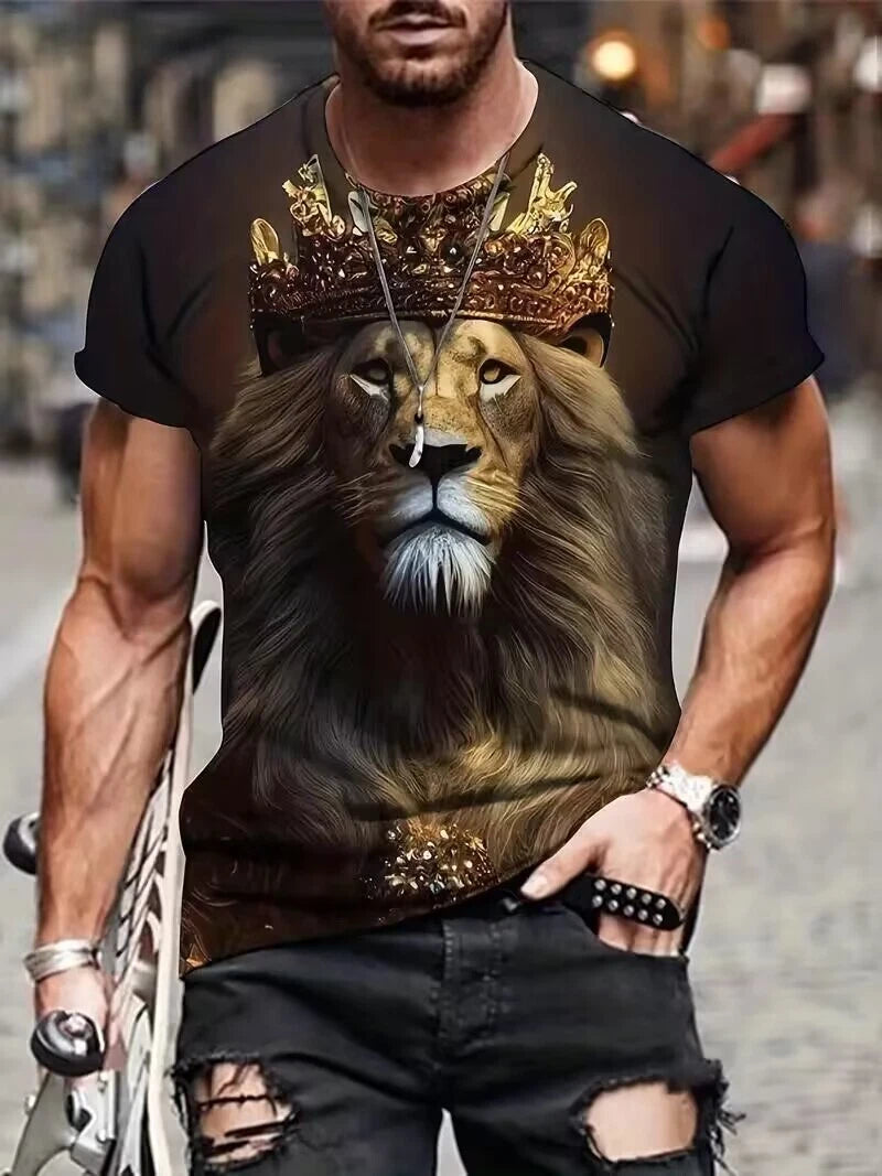 T-Shirts Gold Yellow Lion King Novelty Fashion Tee Short Sleeve Men Stylish Soft
