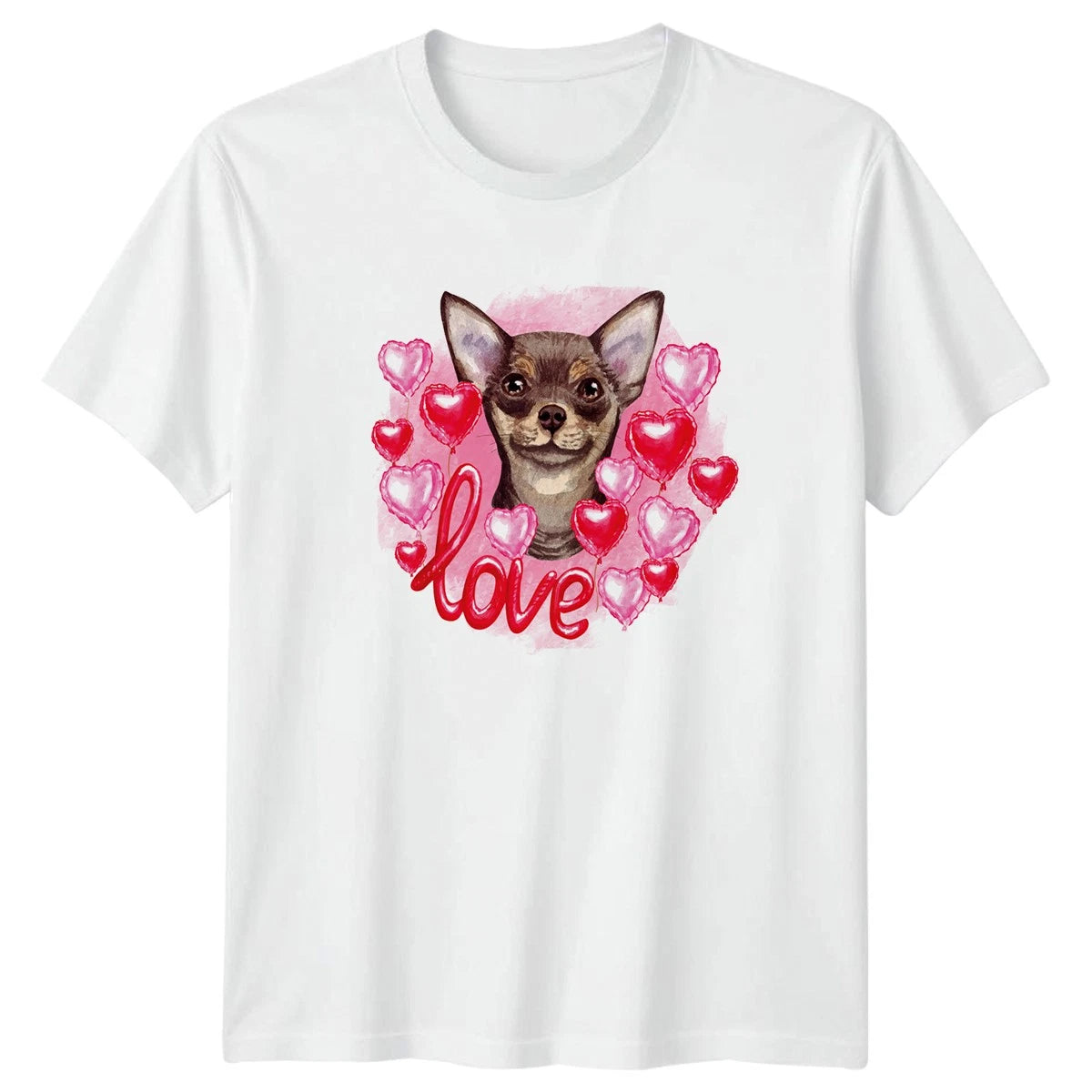 Cute Chihuahua Dog Love Heart Womens T-Shirt Dog Mom Pet Apparel