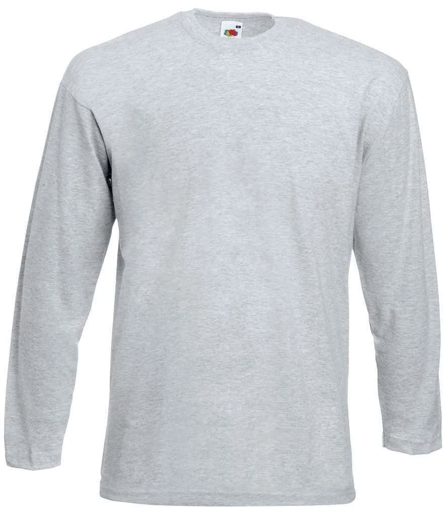 Fruit of the Loom Long Sleeve T Shirt Cotton Plain Tee Mens T-Shirt