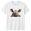 Cute Peeking Rhino T-Shirt Rhinoceros Wildlife Birthday Gift For Him And Her